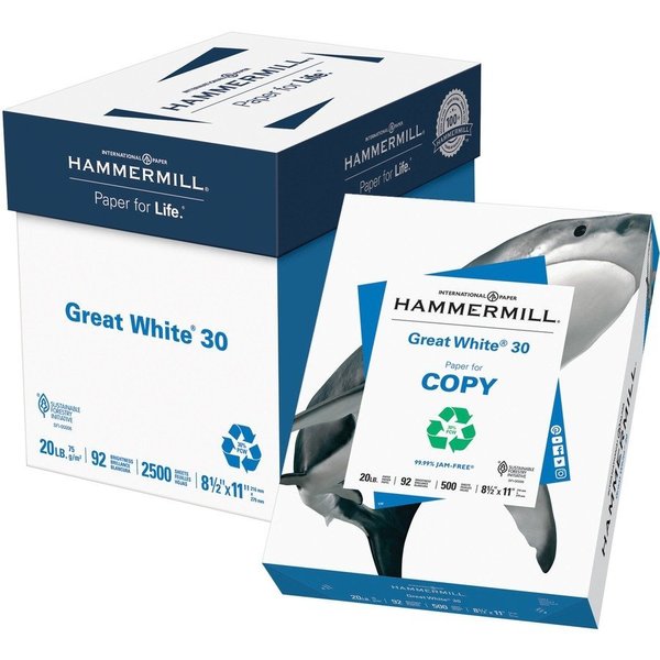 Hammermill Hammermill Printer Paper, 20lb Great White 30, 92 Bright, 8.5x11, 5 Ream, 2500 Sheets HAM86710